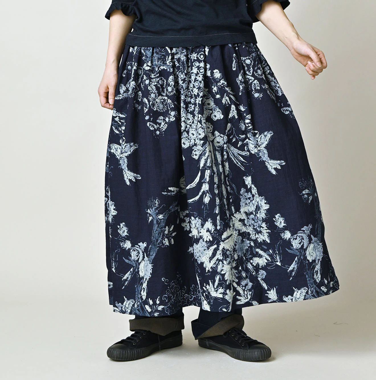 45R Indigo Cotton Linen Palampore Skirt - Image 3