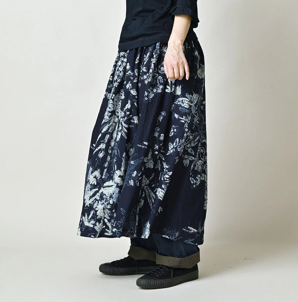 45R Indigo Cotton Linen Palampore Skirt