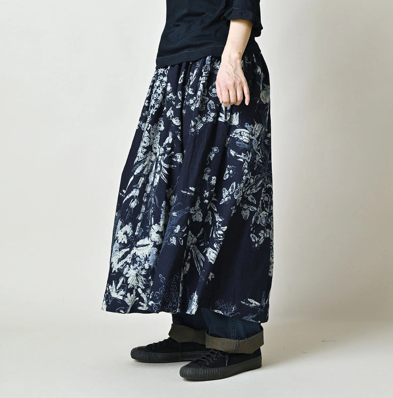 45R Indigo Cotton Linen Palampore Skirt - Image 4