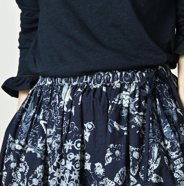 45R Indigo Cotton Linen Palampore Skirt