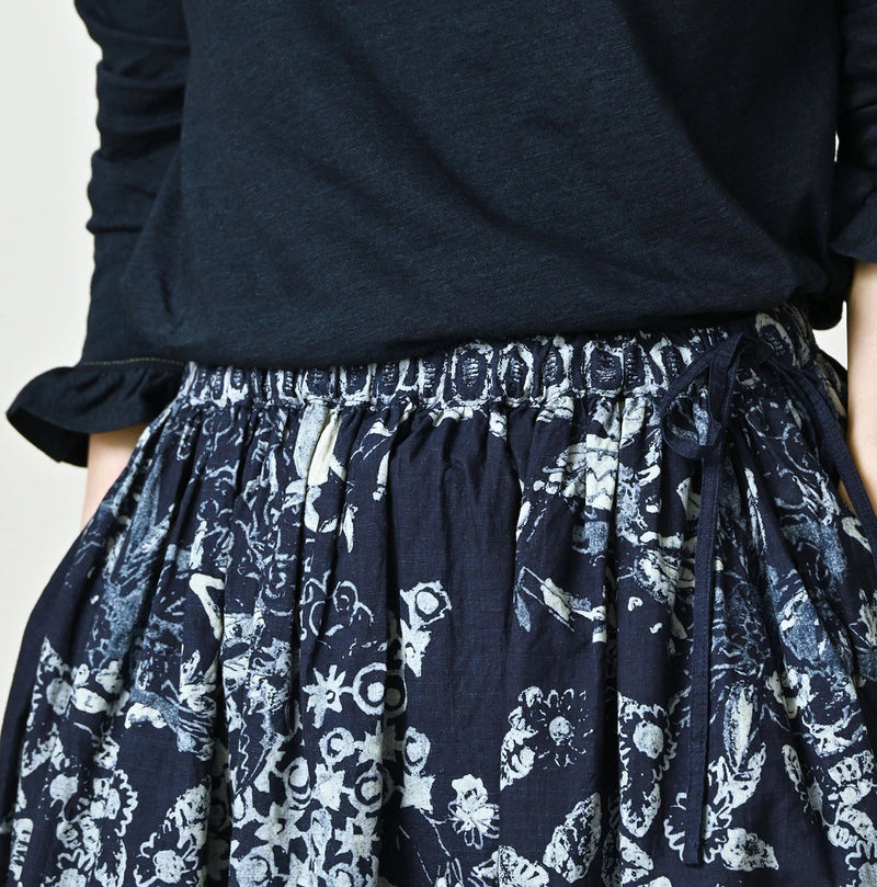 45R Indigo Cotton Linen Palampore Skirt - Image 6