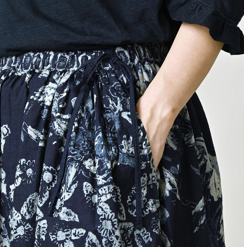 45R Indigo Cotton Linen Palampore Skirt - Image 7