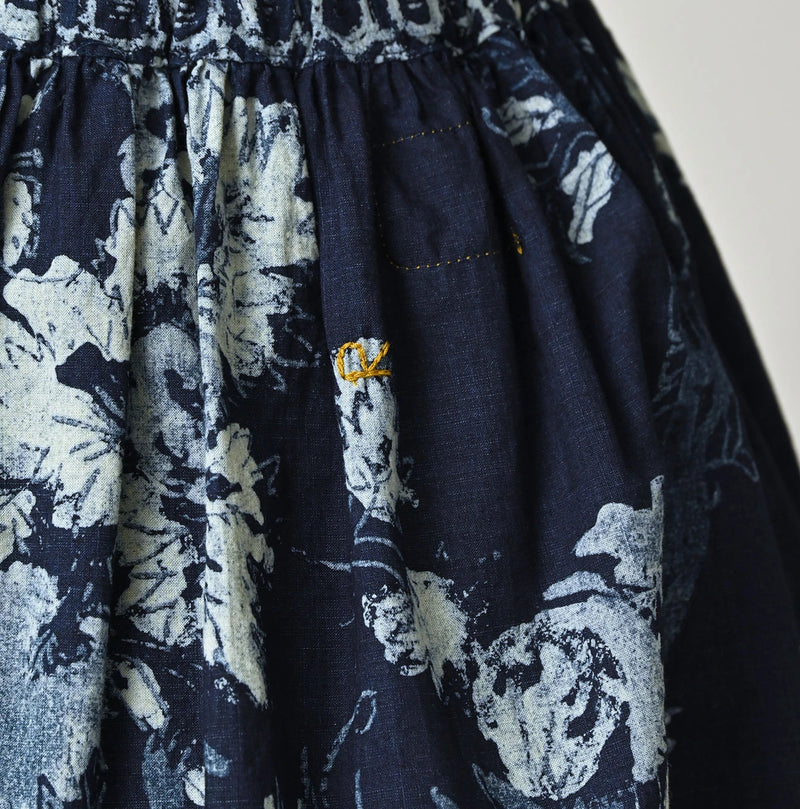 45R Indigo Cotton Linen Palampore Skirt - Image 9