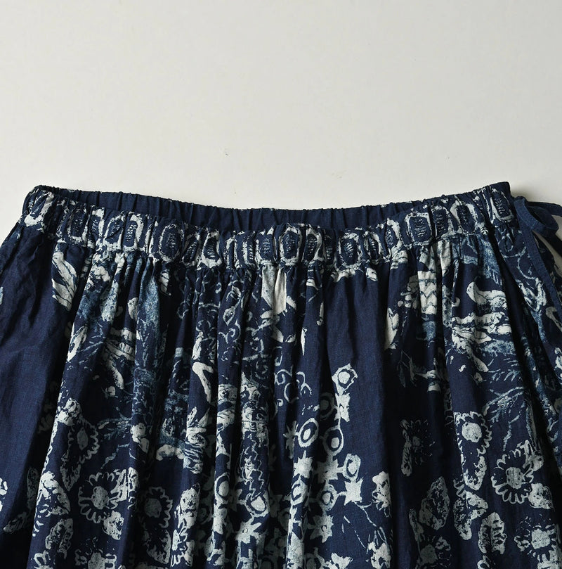 45R Indigo Cotton Linen Palampore Skirt - Image 11