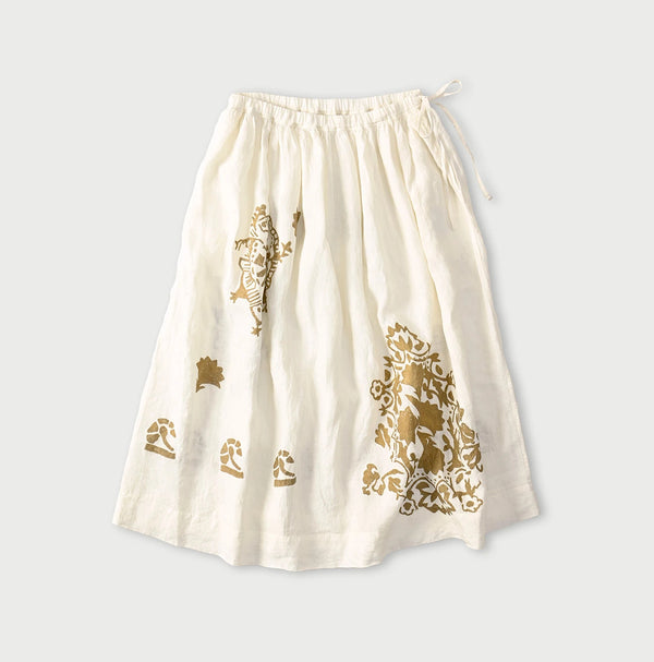 45R Linen Foil Easy Gathered Skirt