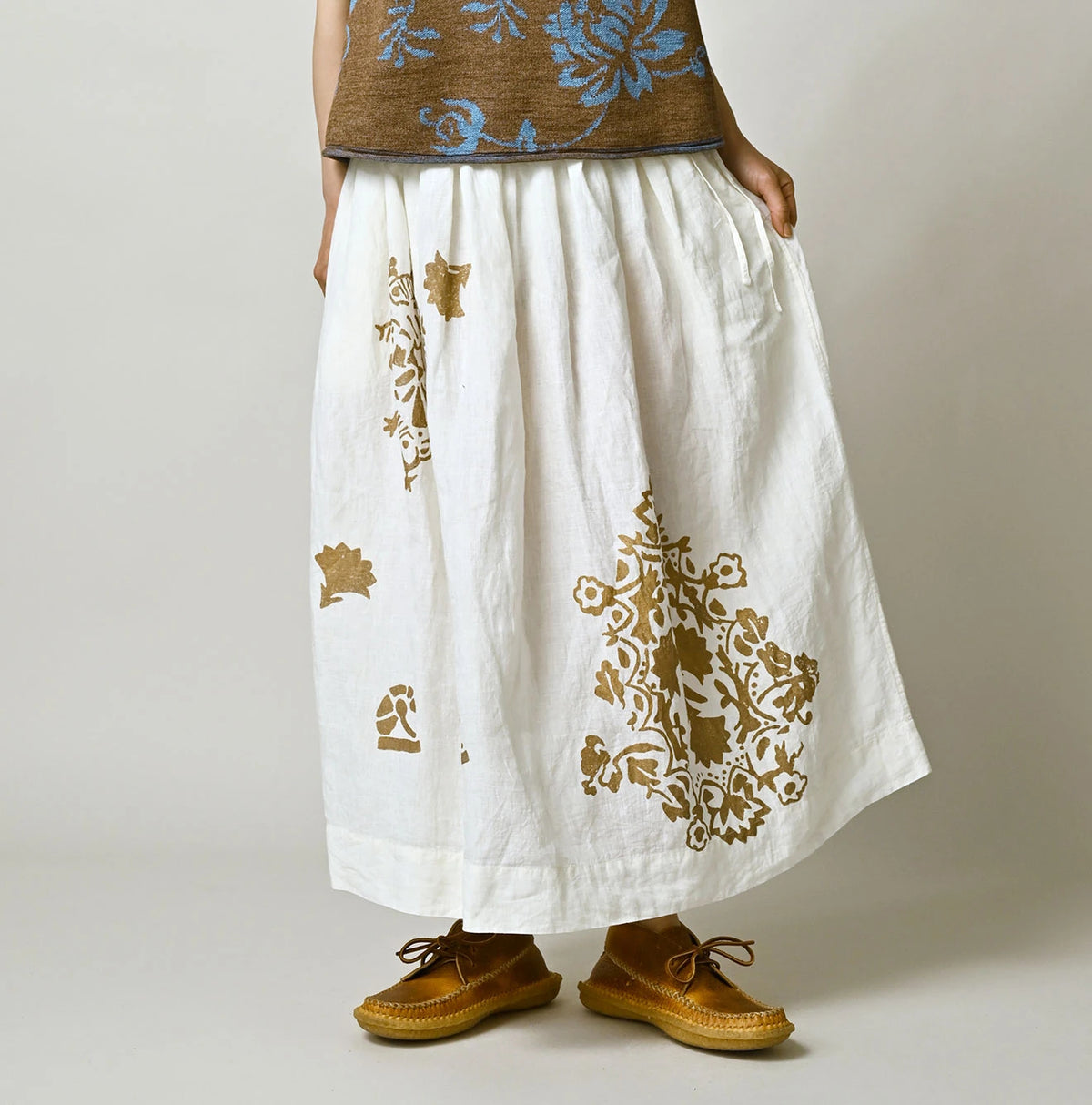 45R Linen Foil Easy Gathered Skirt