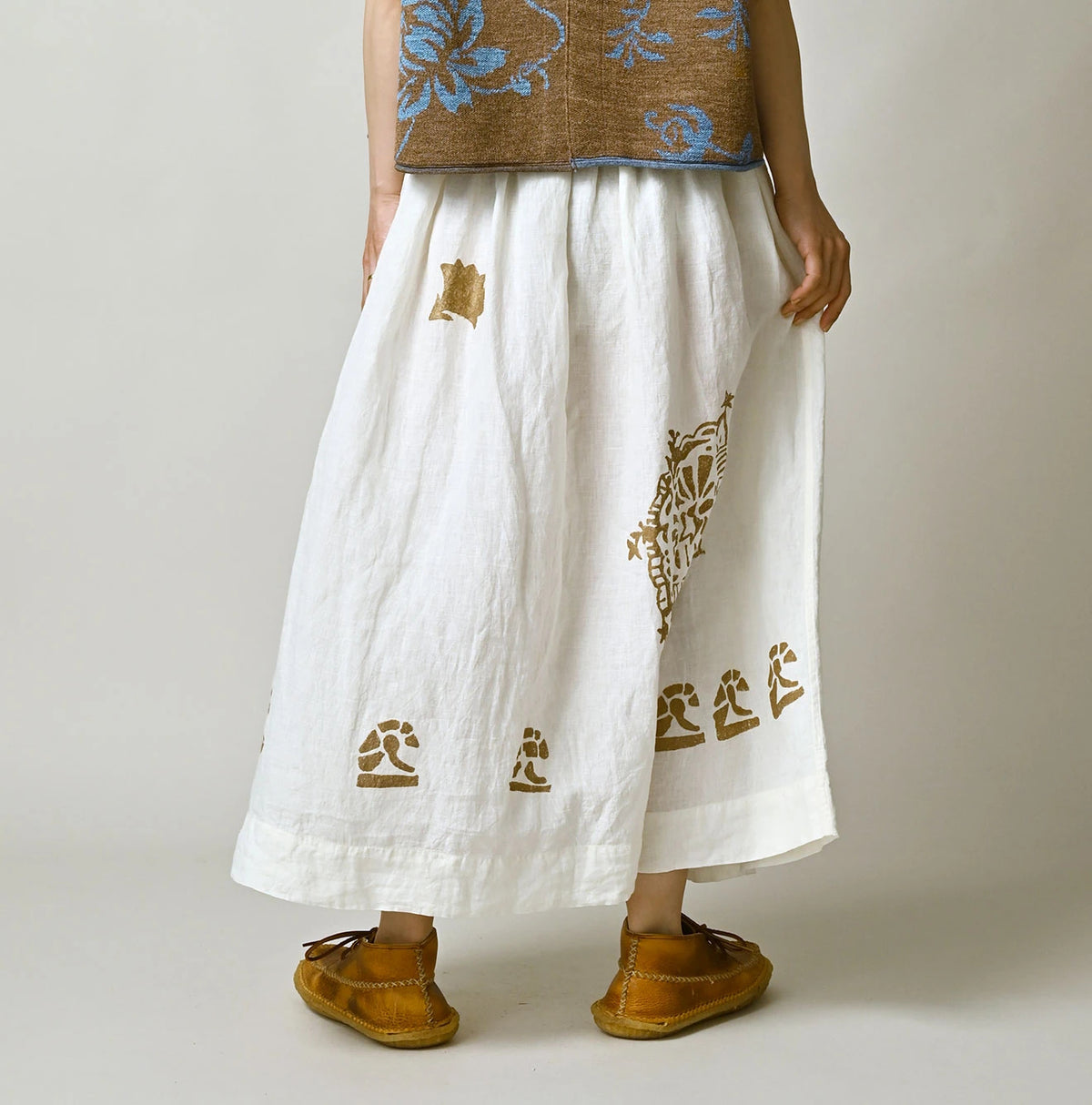 45R Linen Foil Easy Gathered Skirt