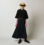45R Indigo Linen Bell Skirt