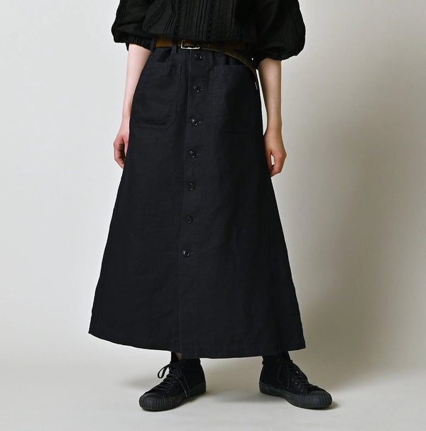 45R Indigo Linen Bell Skirt