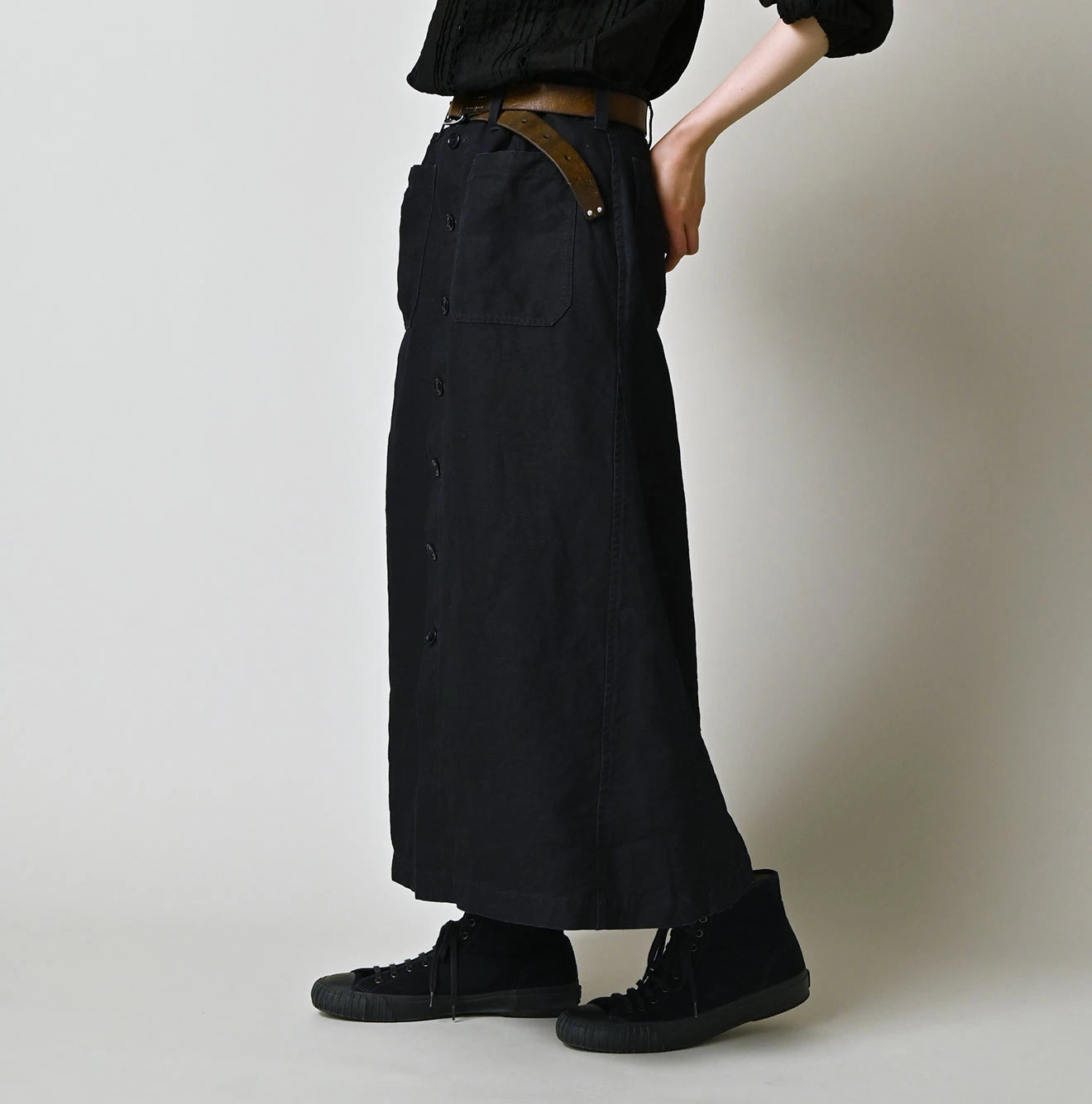 45R Indigo Linen Bell Skirt - Image 4
