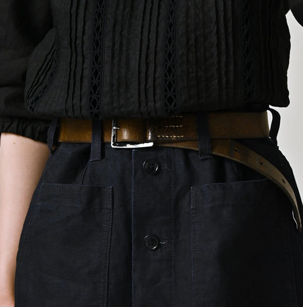 45R Indigo Linen Bell Skirt