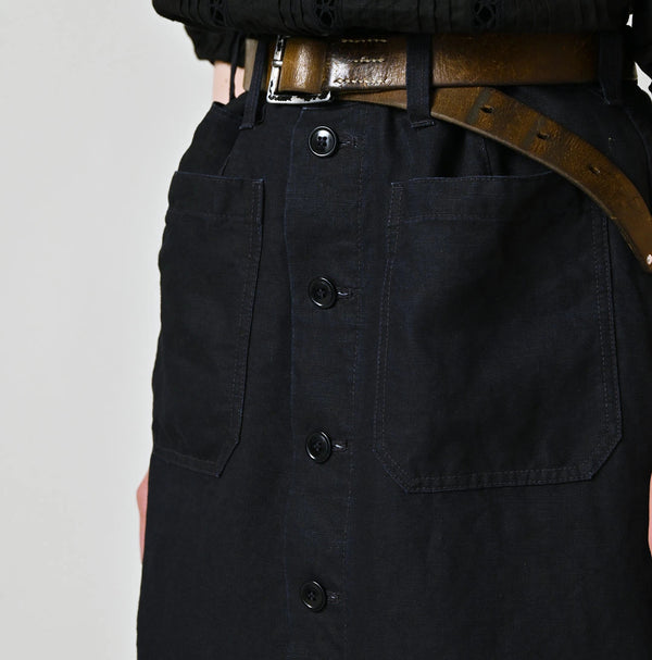45R Indigo Linen Bell Skirt