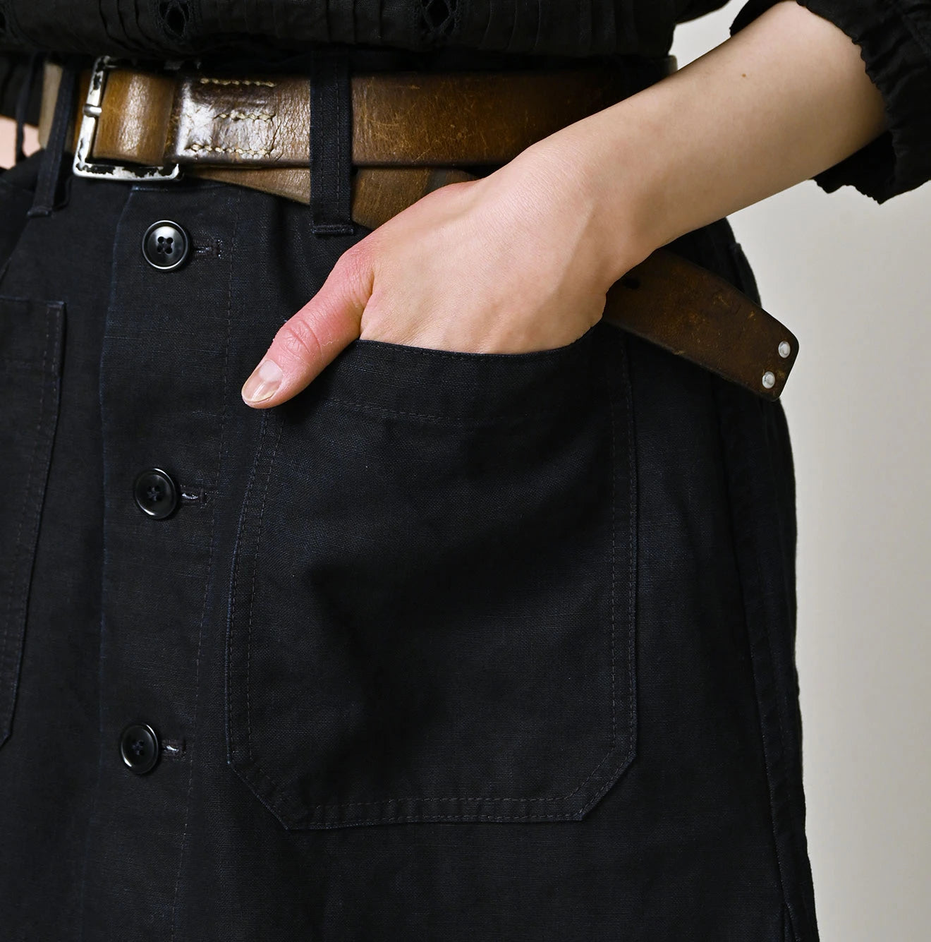 45R Indigo Linen Bell Skirt - Image 8