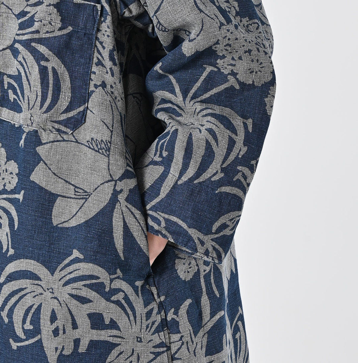 45R Indigo Linen Lotus Clover Knot Dress
