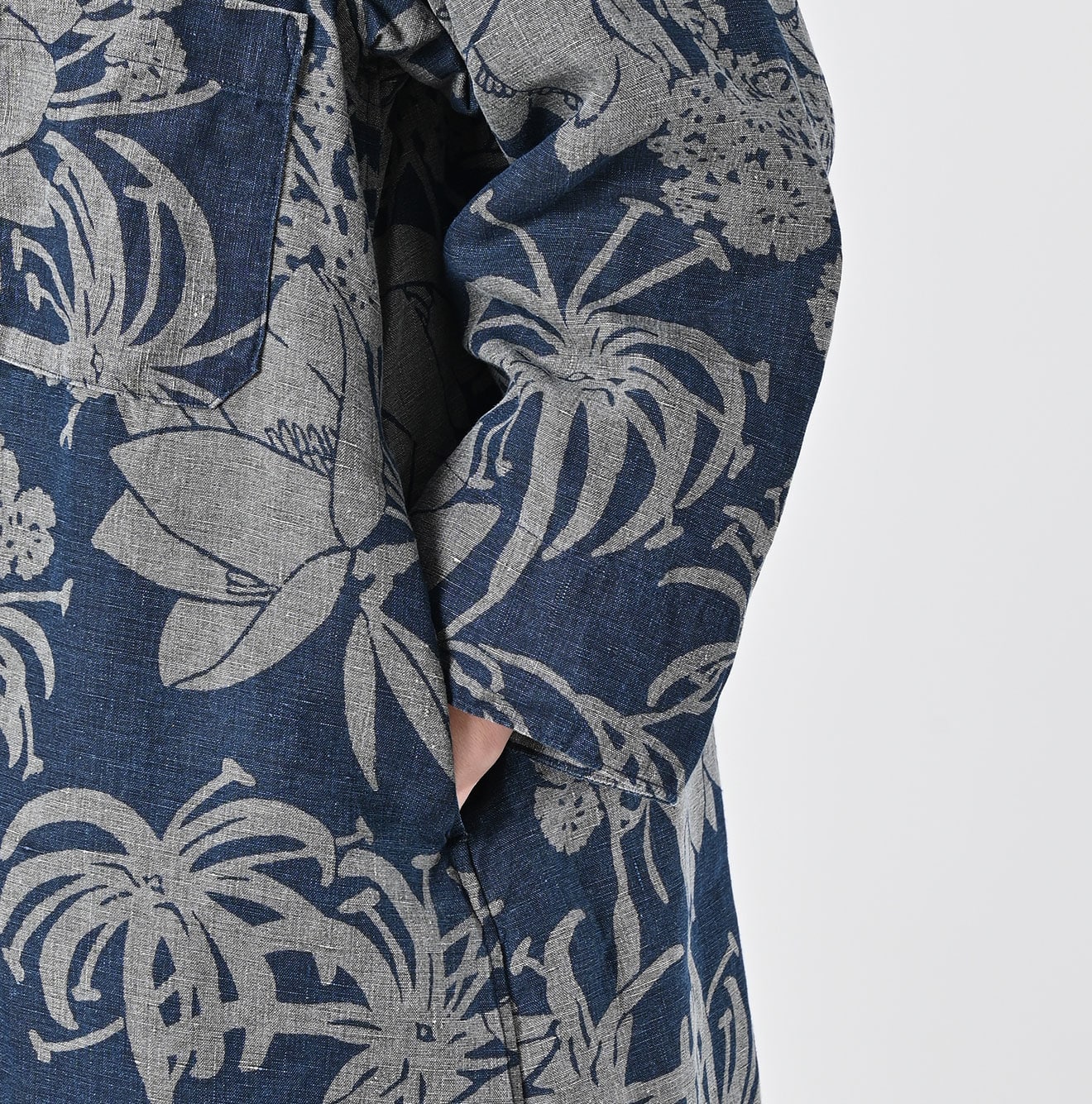 45R Indigo Linen Lotus Clover Knot Dress