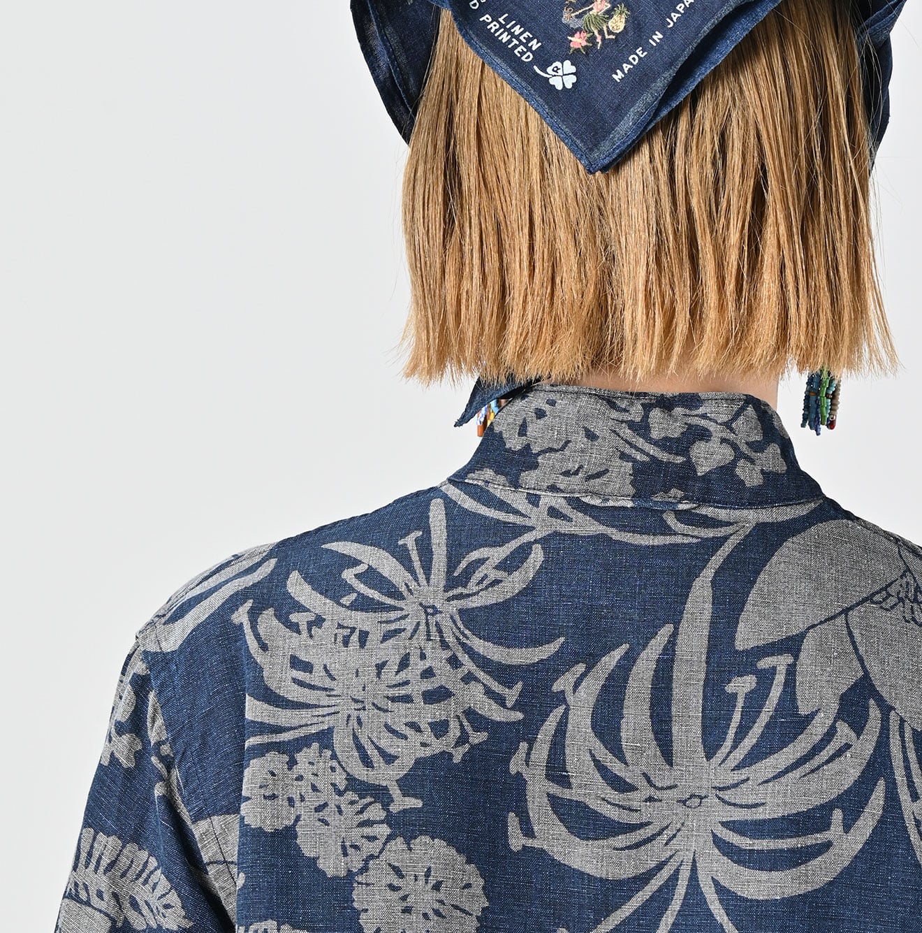 45R Indigo Linen Lotus Clover Knot Dress