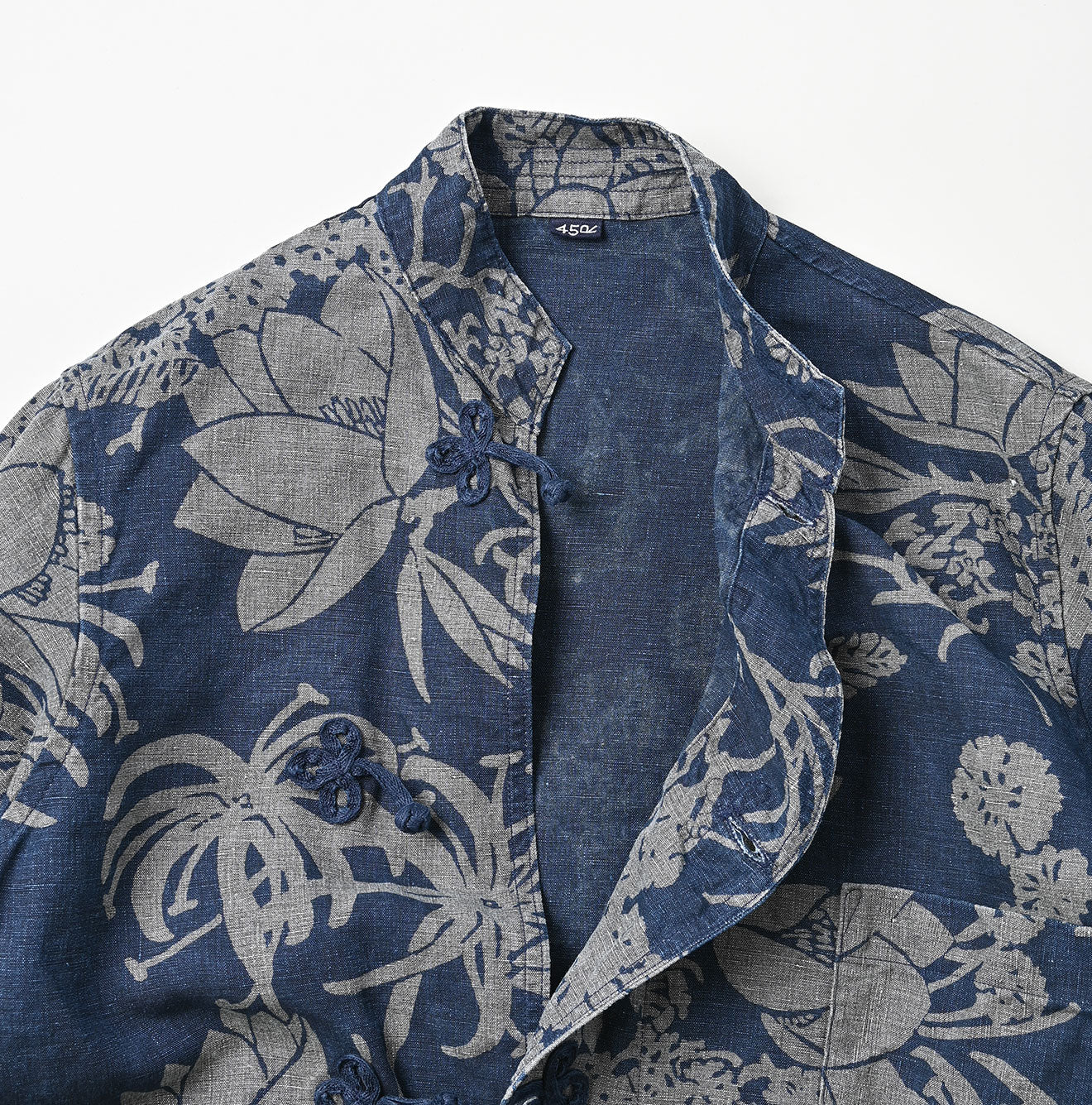 45R Indigo Linen Lotus Clover Knot Dress