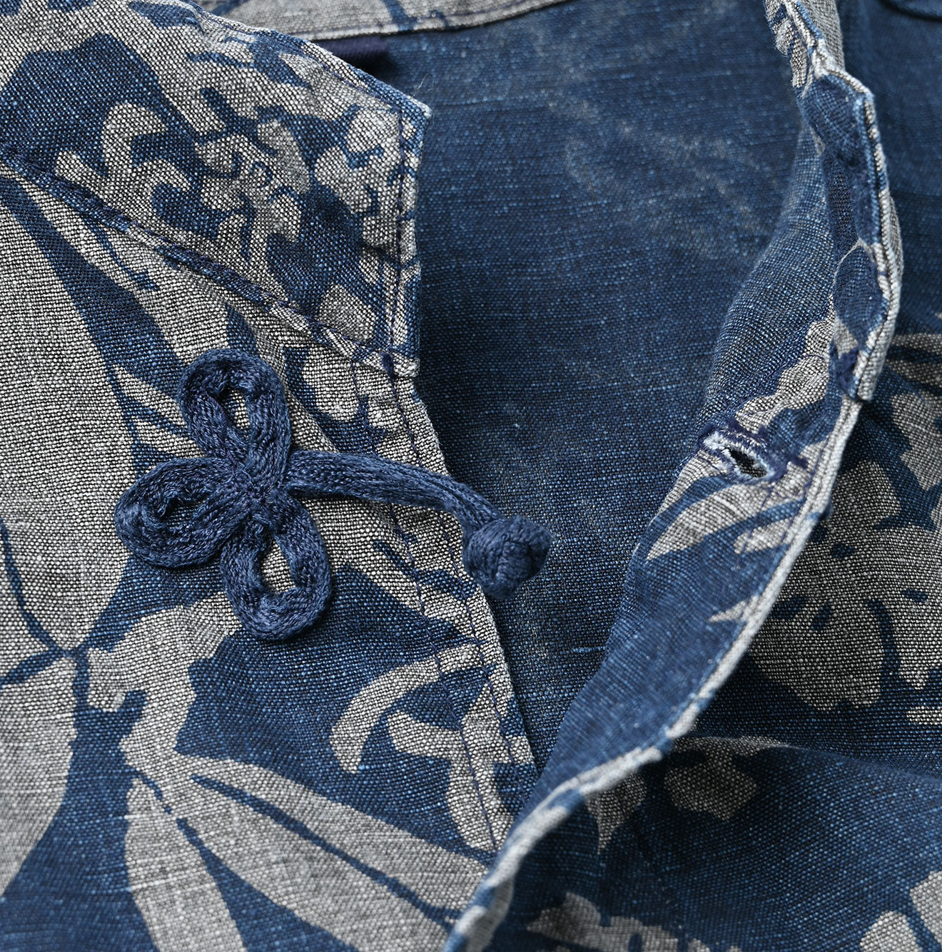 45R Indigo Linen Lotus Clover Knot Dress