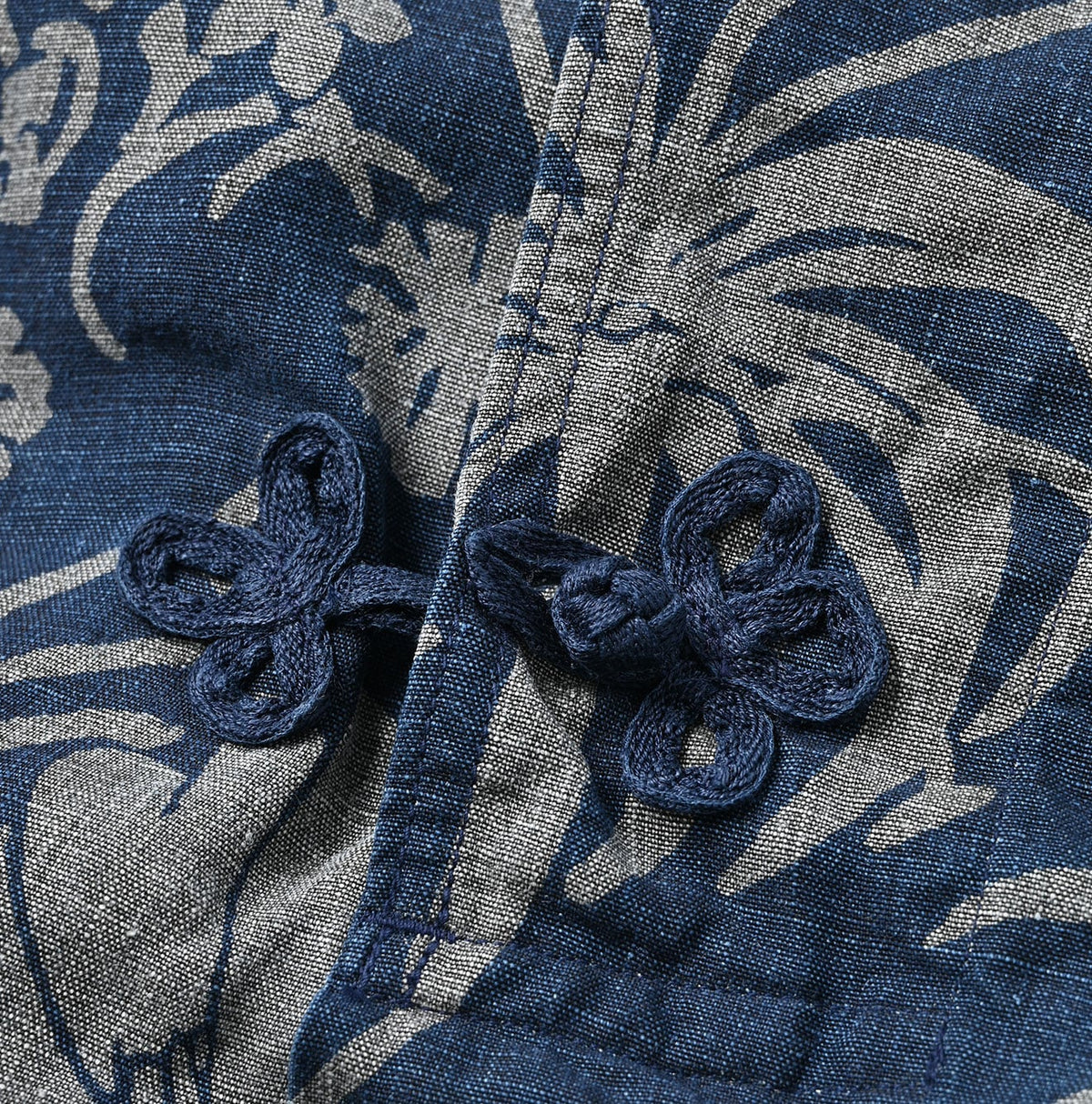 45R Indigo Linen Lotus Clover Knot Dress