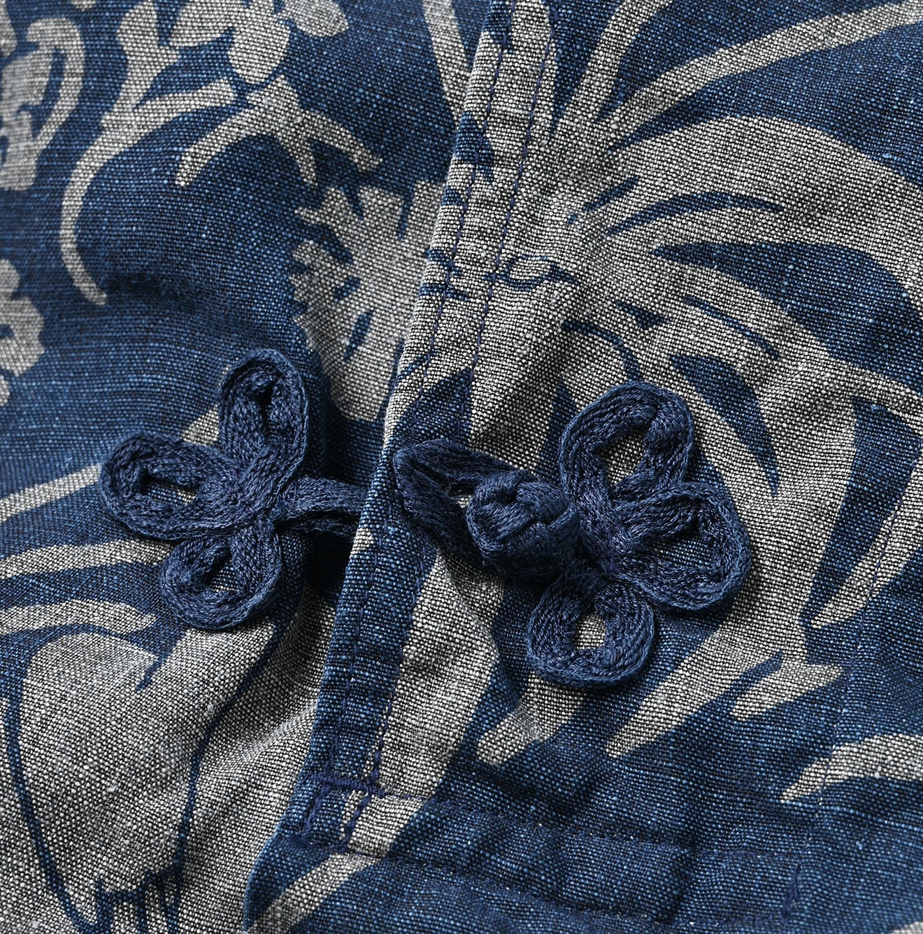 45R Indigo Linen Lotus Clover Knot Dress