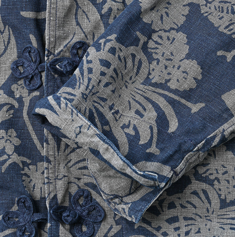 45R Indigo Linen Lotus Clover Knot Dress