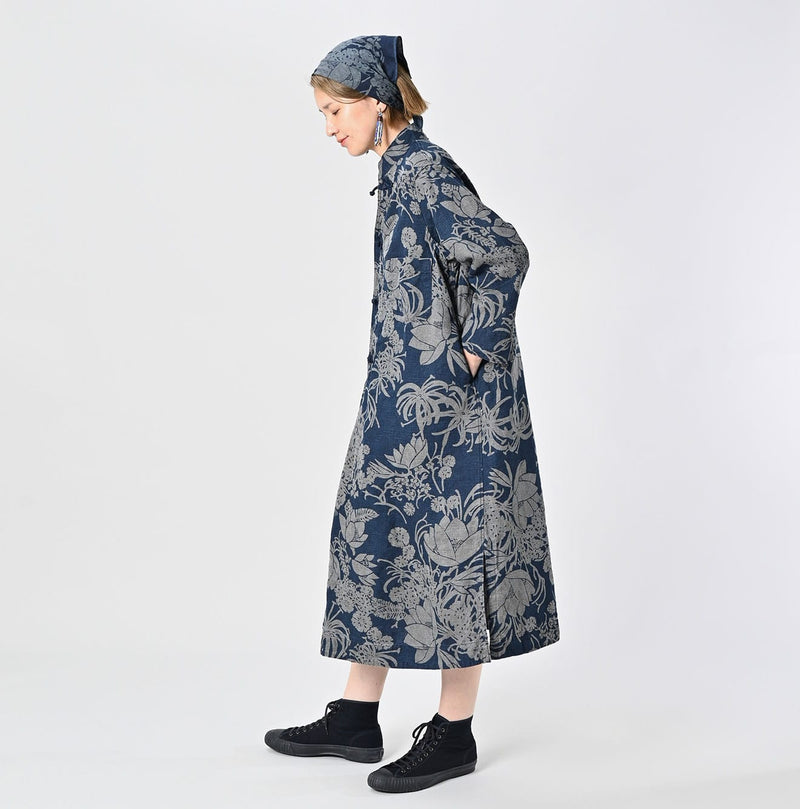 45R Indigo Linen Lotus Clover Knot Dress