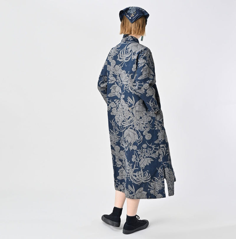 45R Indigo Linen Lotus Clover Knot Dress
