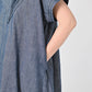45R Cotton Linen Dungaree Chambray Cutwork Dress