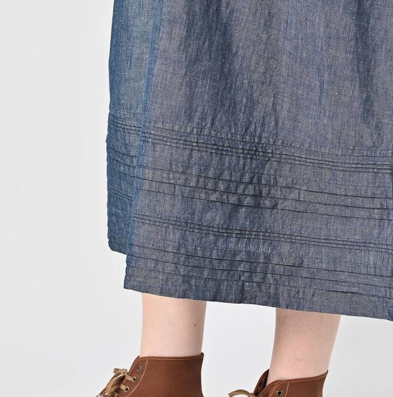 45R Cotton Linen Dungaree Chambray Cutwork Dress