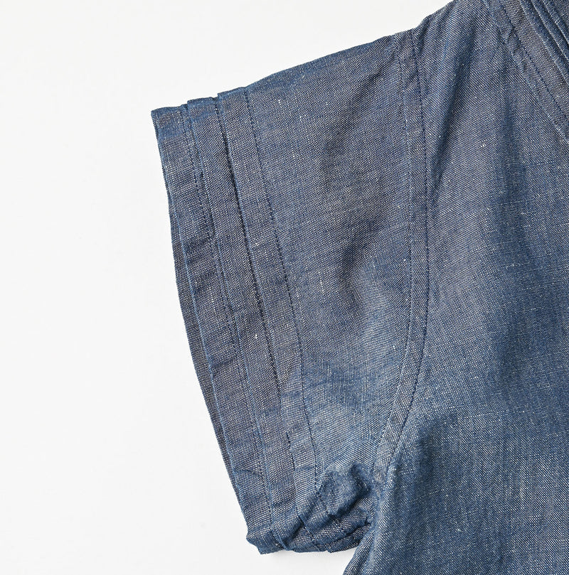 45R Cotton Linen Dungaree Chambray Cutwork Dress