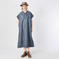 45R Cotton Linen Dungaree Chambray Cutwork Dress