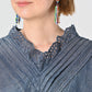 45R Cotton Linen Dungaree Chambray Cutwork Dress
