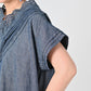 45R Cotton Linen Dungaree Chambray Cutwork Dress