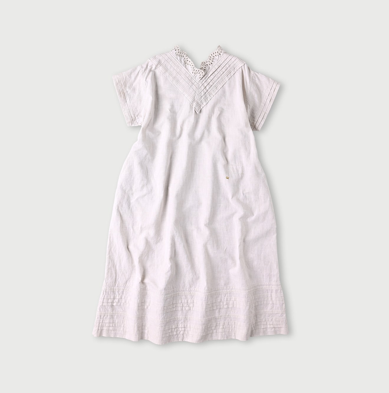 45R Cotton Linen Chambray Cutwork Dress