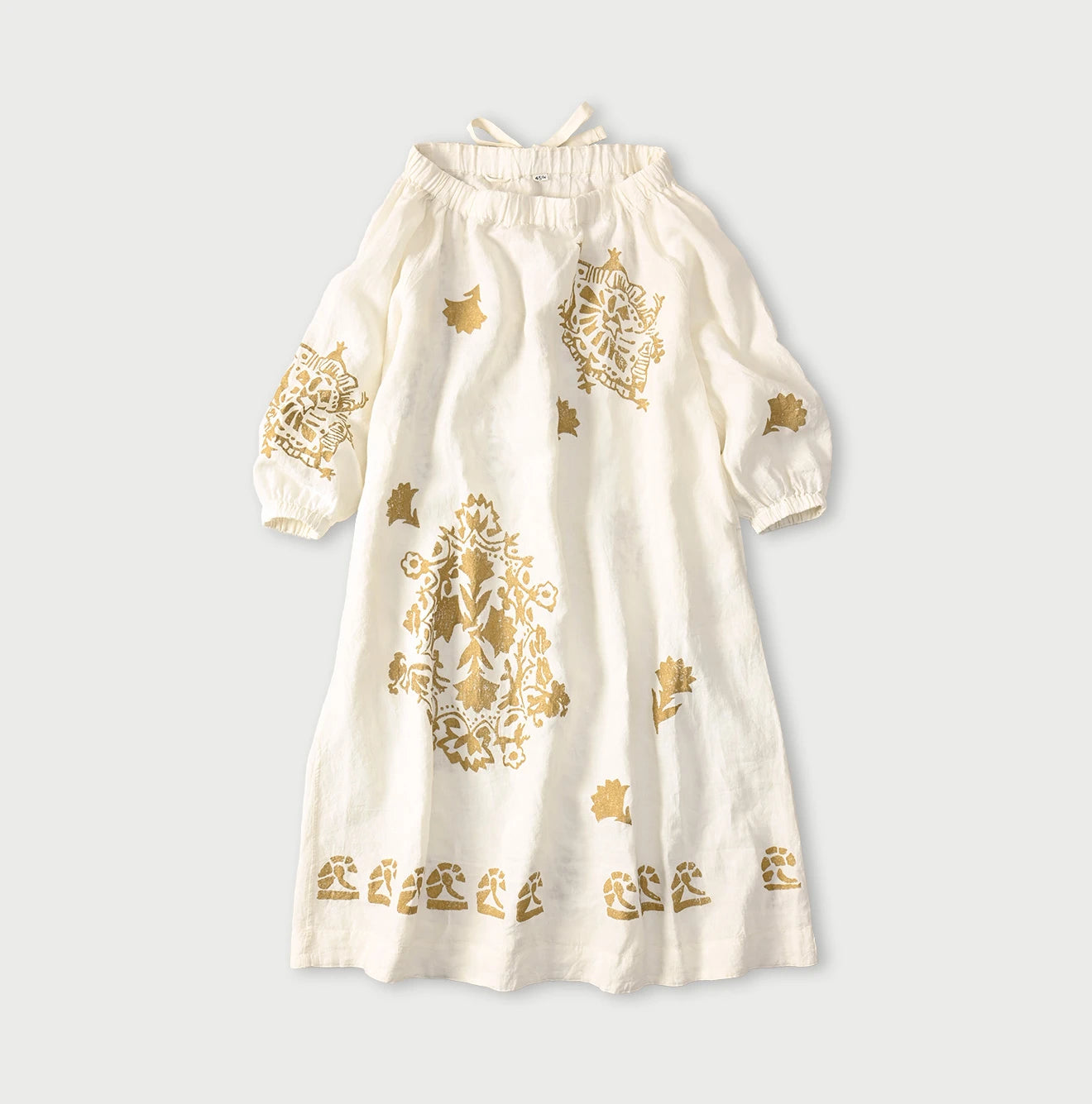 45R Indian Linen Foil Shirring Dress - Image 1