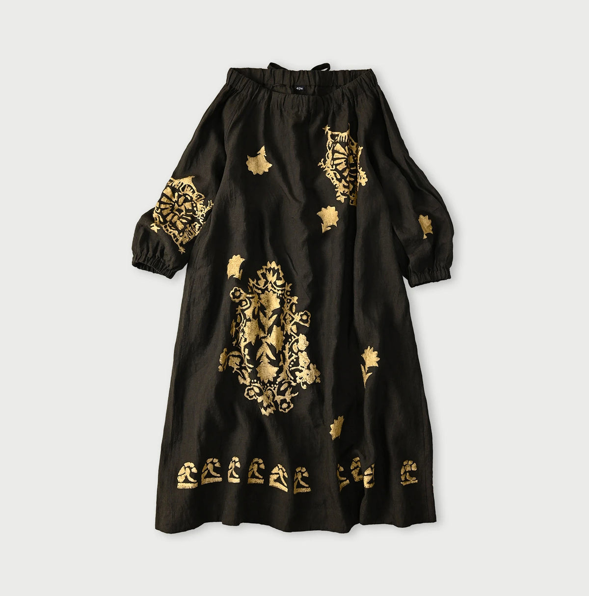 45R | Indian Linen Foil Shirring Dress - Women - One Size