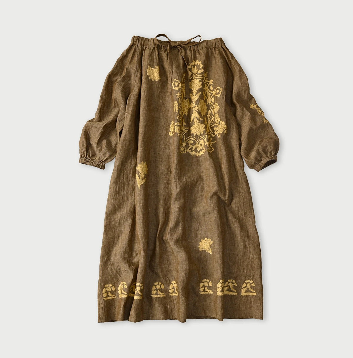 45R Indian Linen Foil Shirring Dress