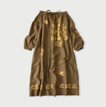45R Indian Linen Foil Shirring Dress