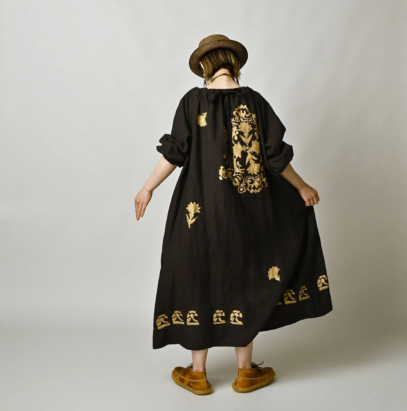 45R Indian Linen Foil Shirring Dress - Image 6