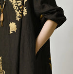 45R Indian Linen Foil Shirring Dress
