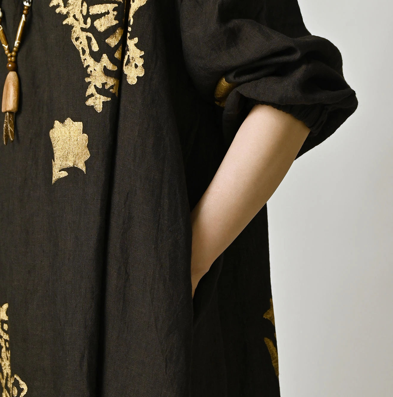 45R Indian Linen Foil Shirring Dress - Image 10