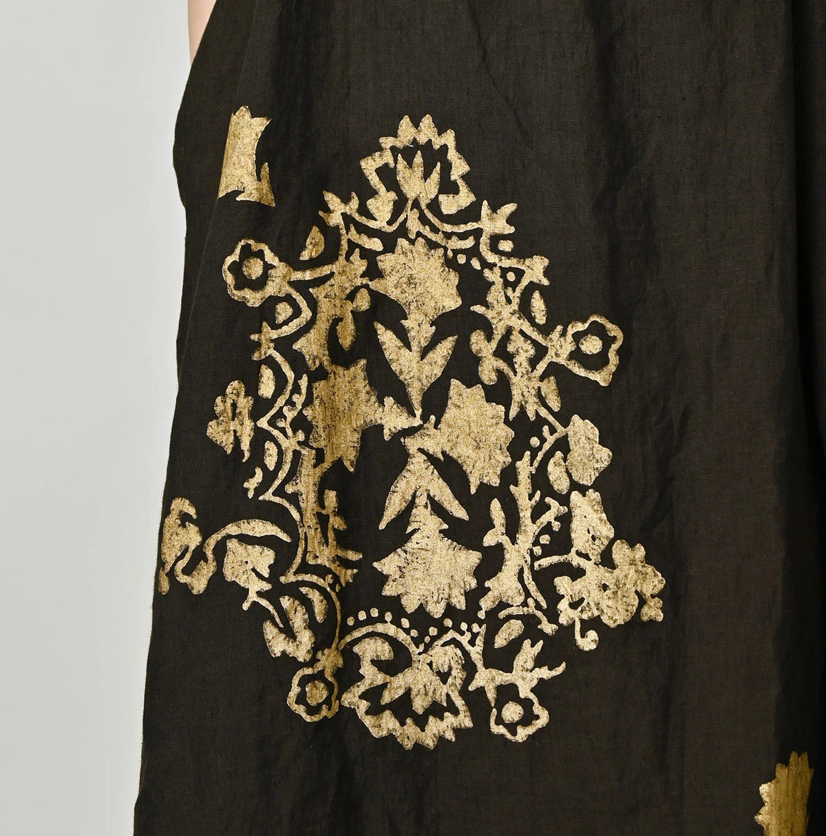 45R Indian Linen Foil Shirring Dress