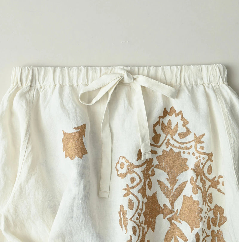 45R Indian Linen Foil Shirring Dress - Image 21