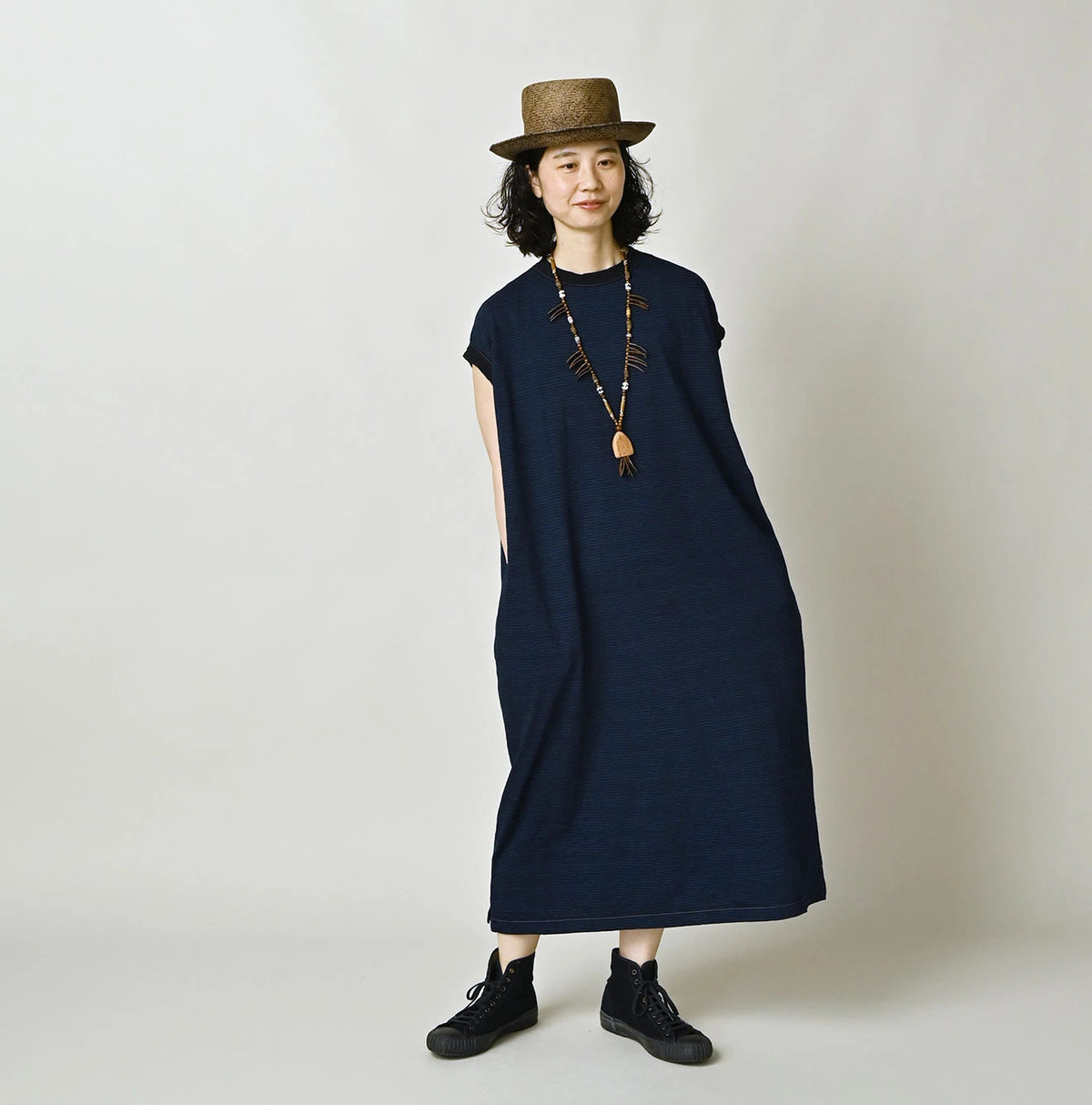 45R Indigo Tenjiku Stripe M-Dress
