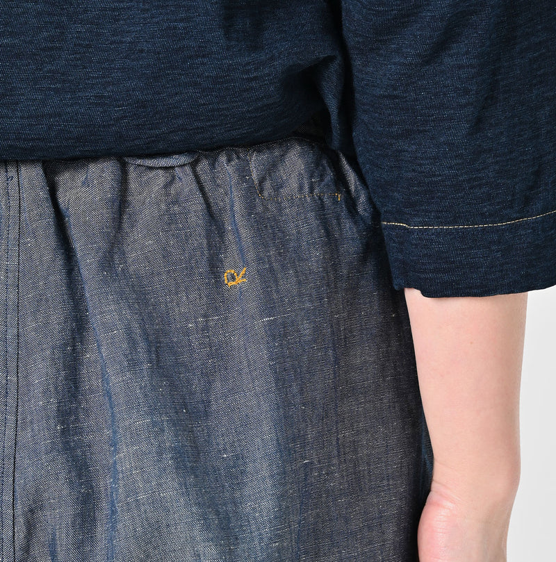 45R Cotton Linen Dungaree Chambray Cutwork Pants