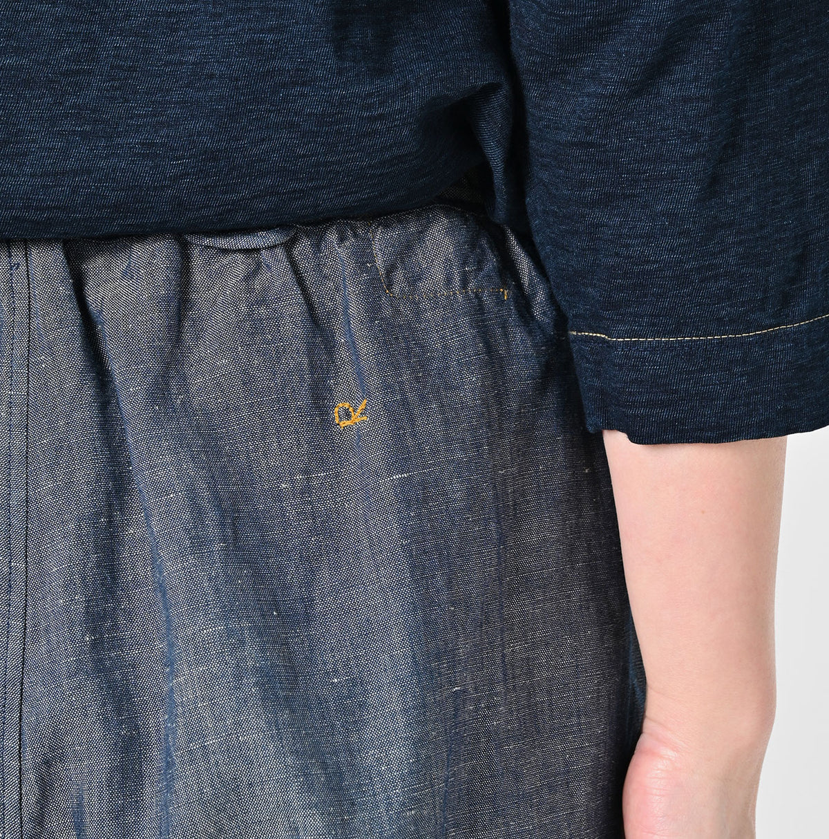 45R Cotton Linen Dungaree Chambray Cutwork Pants