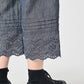 45R Cotton Linen Dungaree Chambray Cutwork Pants