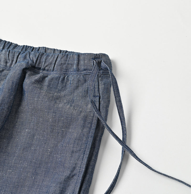 45R Cotton Linen Dungaree Chambray Cutwork Pants