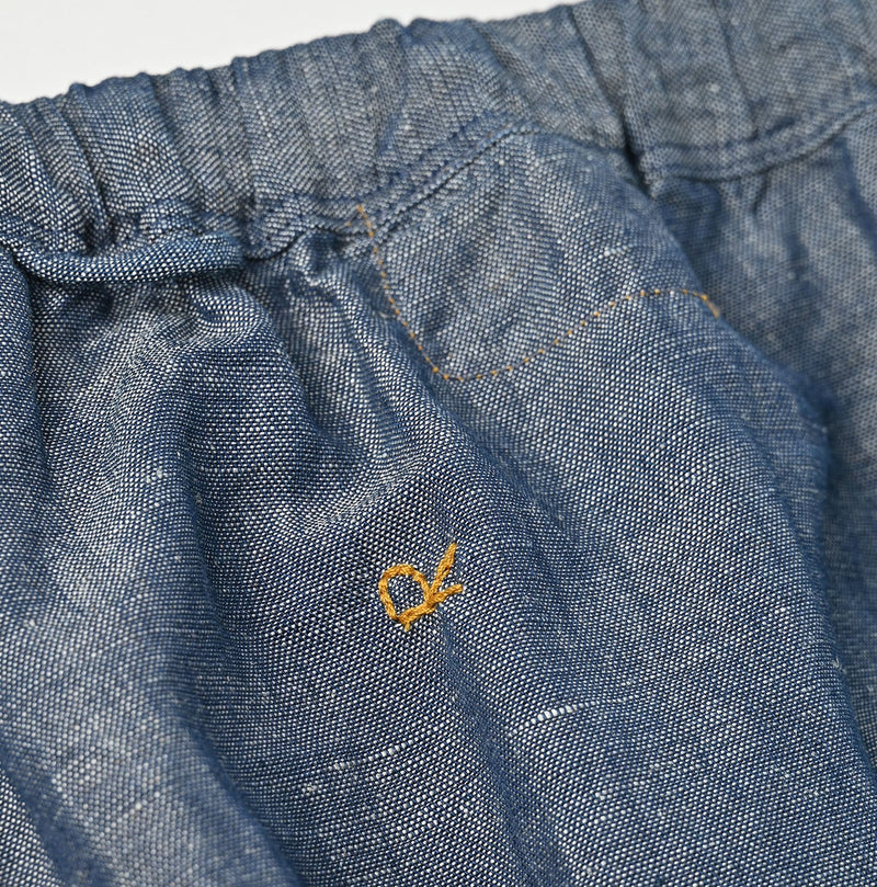 45R Cotton Linen Dungaree Chambray Cutwork Pants