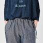45R Cotton Linen Dungaree Chambray Cutwork Pants